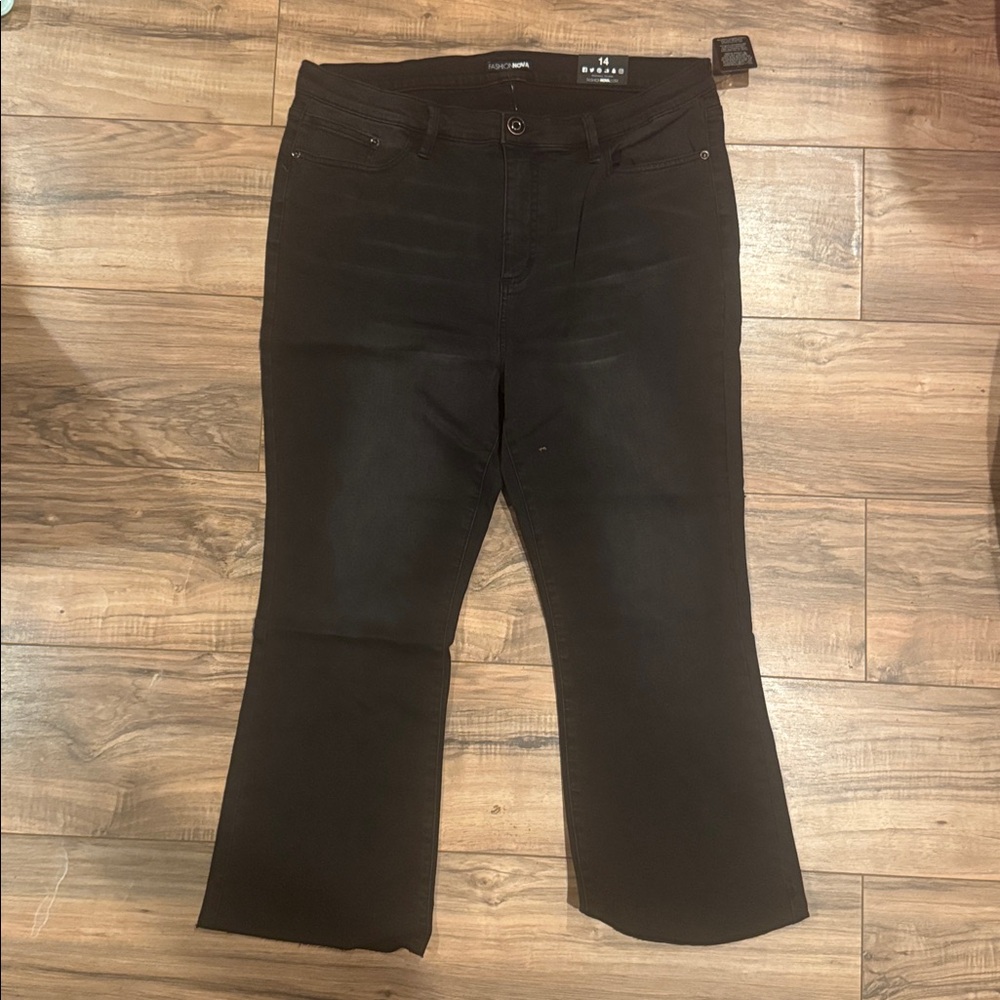 Fashion Nova Dark Black Straight Leg Jeans